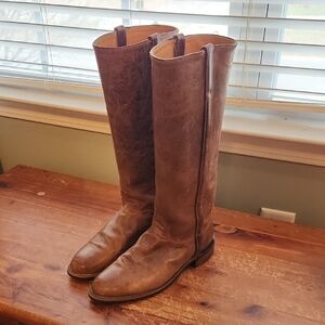 Justin Boots Tan Leather Tall Riding Boots Size 9